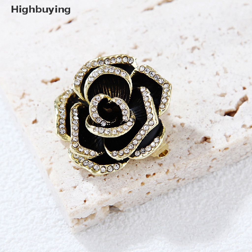 Hbid Fashion Berlian Imitasi Camellia Bunga Enamel Bros Perempuan Kerah Perhiasan Pesta Mantel Pin Hadiah Glory