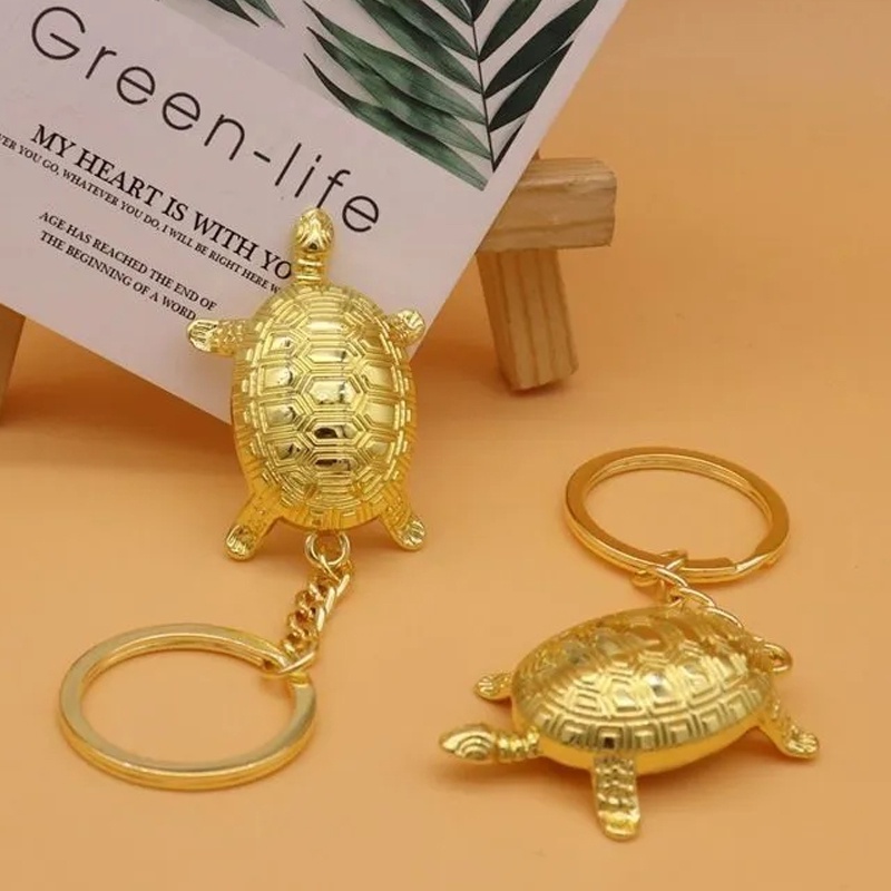 [HOT Sale] Gantungan Kunci Populer Klasik Kreatif Pria Keychain Gantungan Kunci Aksesoris Untuk Mobil Keyring, Tas Jepang Sensoji Temple Beruntung Emas Turtle Keychain Dekorasi Liontin Wanita