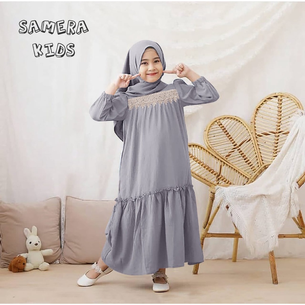 Baju Stelan Ank Perempuan COD Baju Gamis Remaja Tanggung Model Terbaru aplikasi Renda Rajut import W