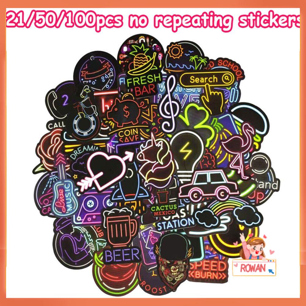 R-flower21/50/100pcs no repeating Neon Light Stiker Vinyl PVC Foto Laptop DIY Craft Koper Sepeda Dekor