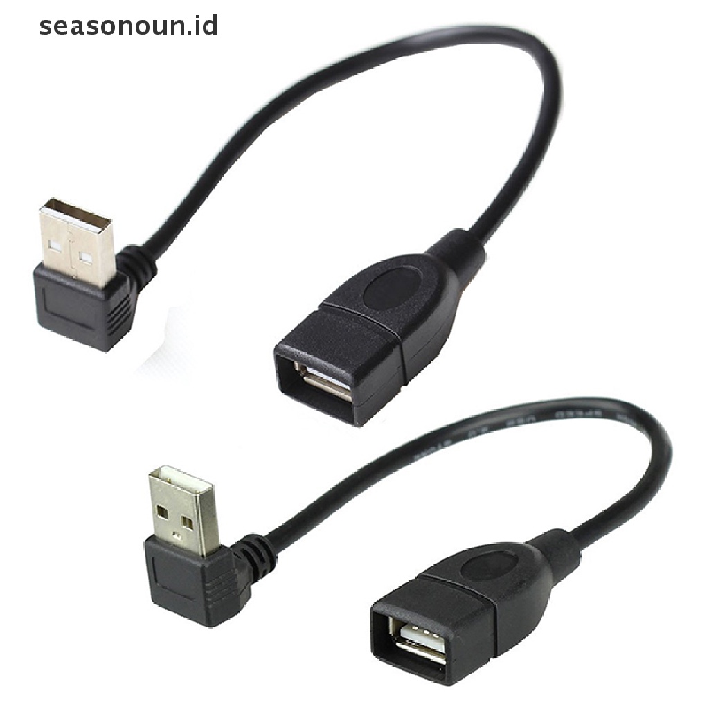 Seasonoun 90derajat Atas &amp; Bawah &amp; Kiri &amp; Kanan Siku USB 2.0 Tipe A Adaptor Kabel Ekspanding Male to Female Untuk Komputer PC.