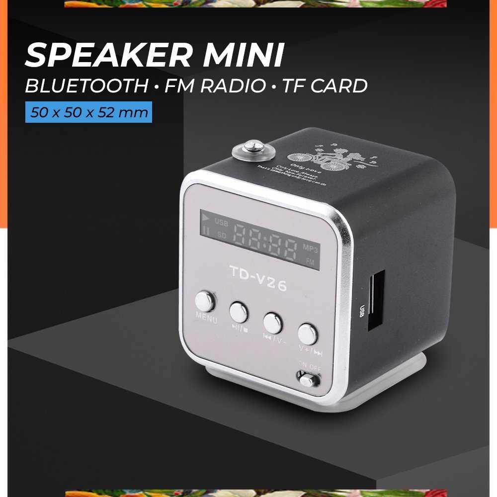 PROMO PROMO COD + NBY Speaker Mini Portabel Bluetooth FM Radio TF Card - TD-V26 - Black PROMO PROMO 