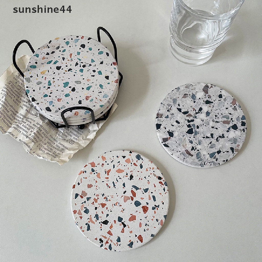 Sunshine Alas Tatakan Meja Dapur Mat Imitasi Terrazzo Diatom Lumpur Gabus Insulation Pad ID