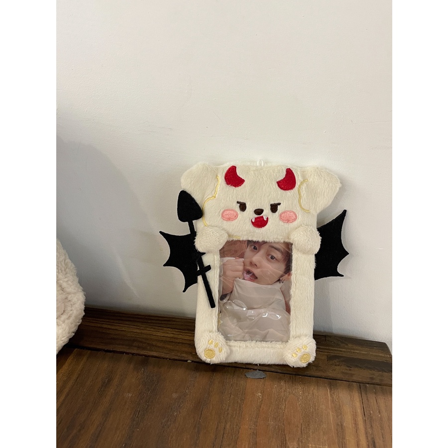 Cute Angel and Devil Plush Card Holder Korea ins Polaroid Goo Card Aidou Photocard Display Liontin