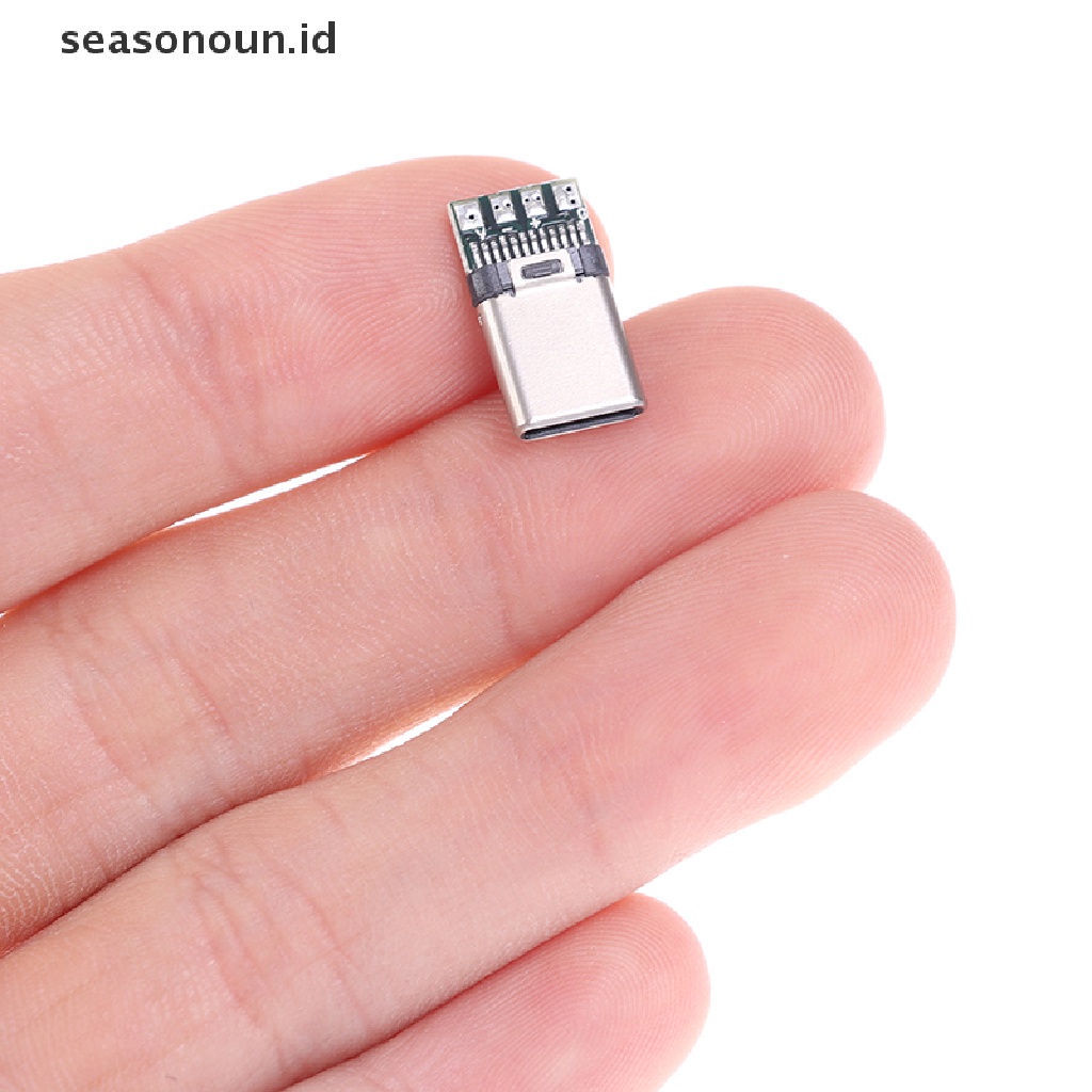 Seasonoun5 /10Pcs USB 3.1 Type C Male DIY Solder Kabel Plug Konektor Soket Papan PC.