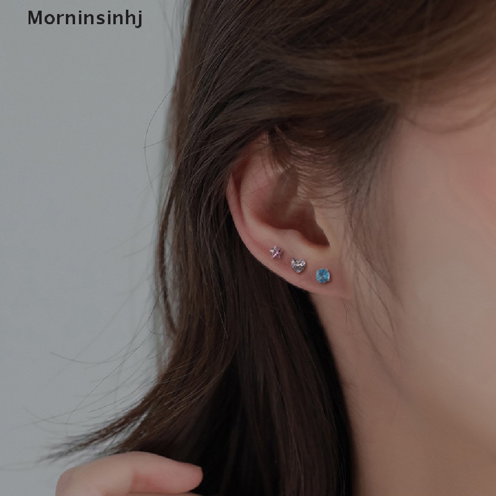 Mornin 1pasang Fashion Sederhana Kristal Zirkon Ear Studs Earrings Stainless Steel Tulang Rawan Helix Telinga Tulang Anting Kuku Untuk Wanita Pesta Perhiasan Minimalis id