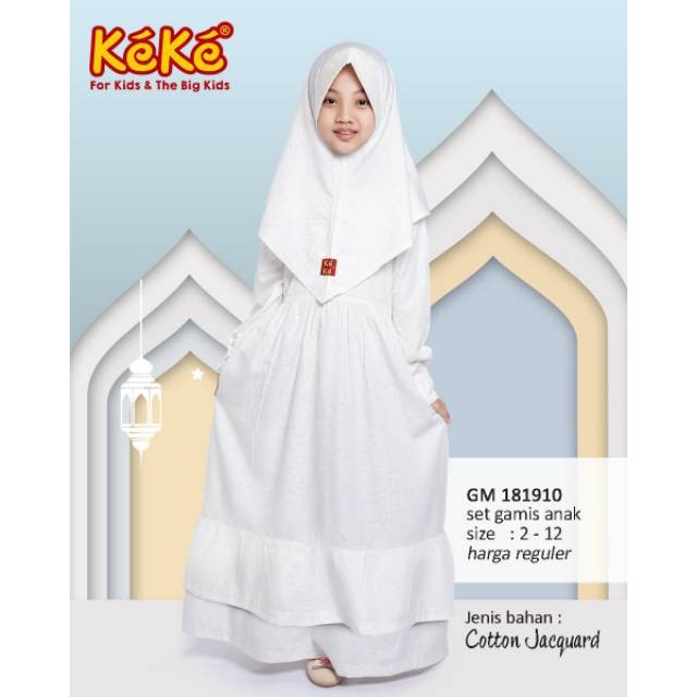 KEKE SET GAMIS HIJAB ANAK PEREMPUAN GM 181910 - PUTIH