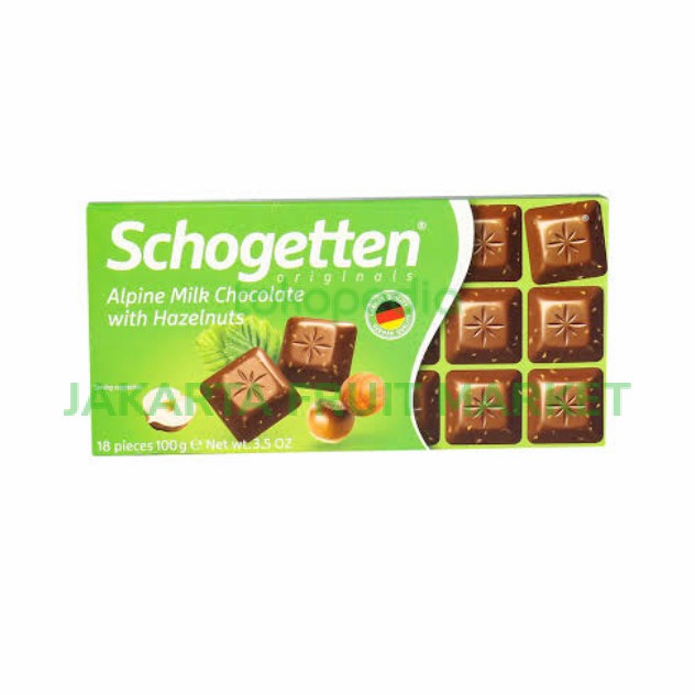 

(COKELAT) SCHOGETTEN ALPINE MILK CHOCOLATE WITH HAZELNUTS 100GR