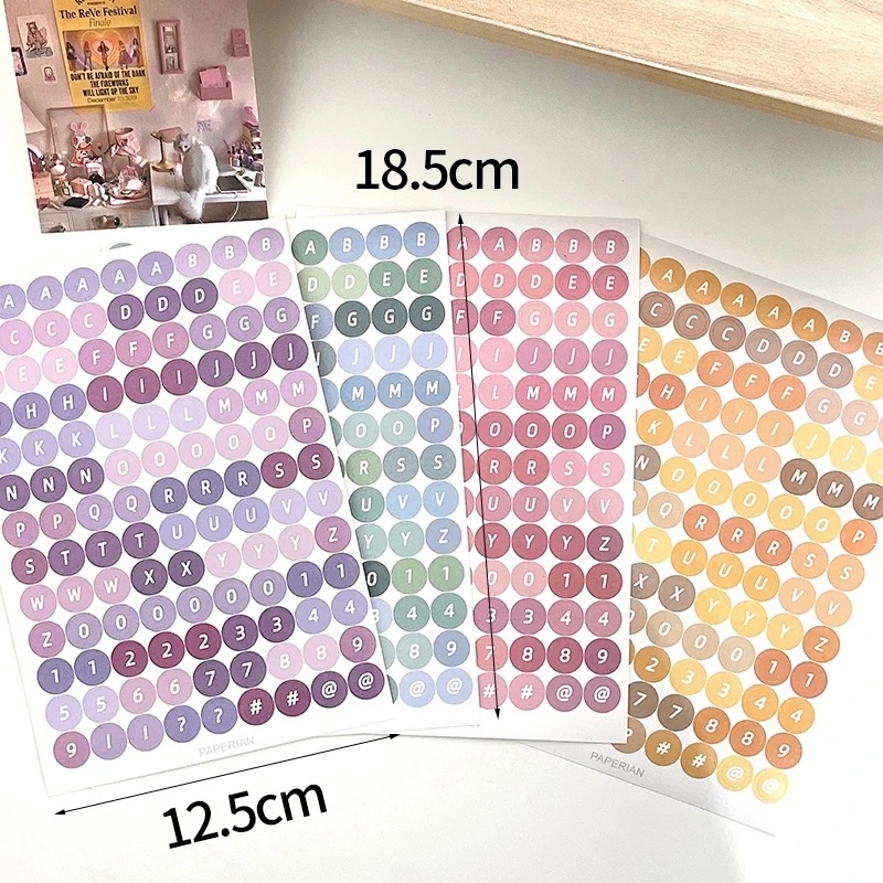 Colorful Angka Huruf Alfabet Stiker/DIY Self-adhesive Scrapbooking Planner Notebook Stiker/Bulat Decal Jurnal Dekorasi