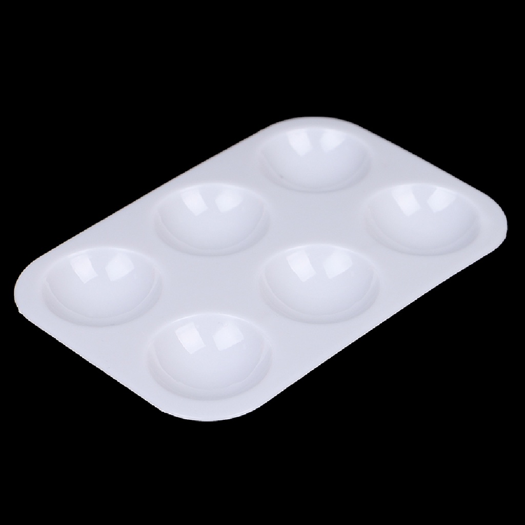 Prt 5PC 6lubang Putih Plastik Persegi Panjang Art Paing Palet Warna Perlengkapan PRT