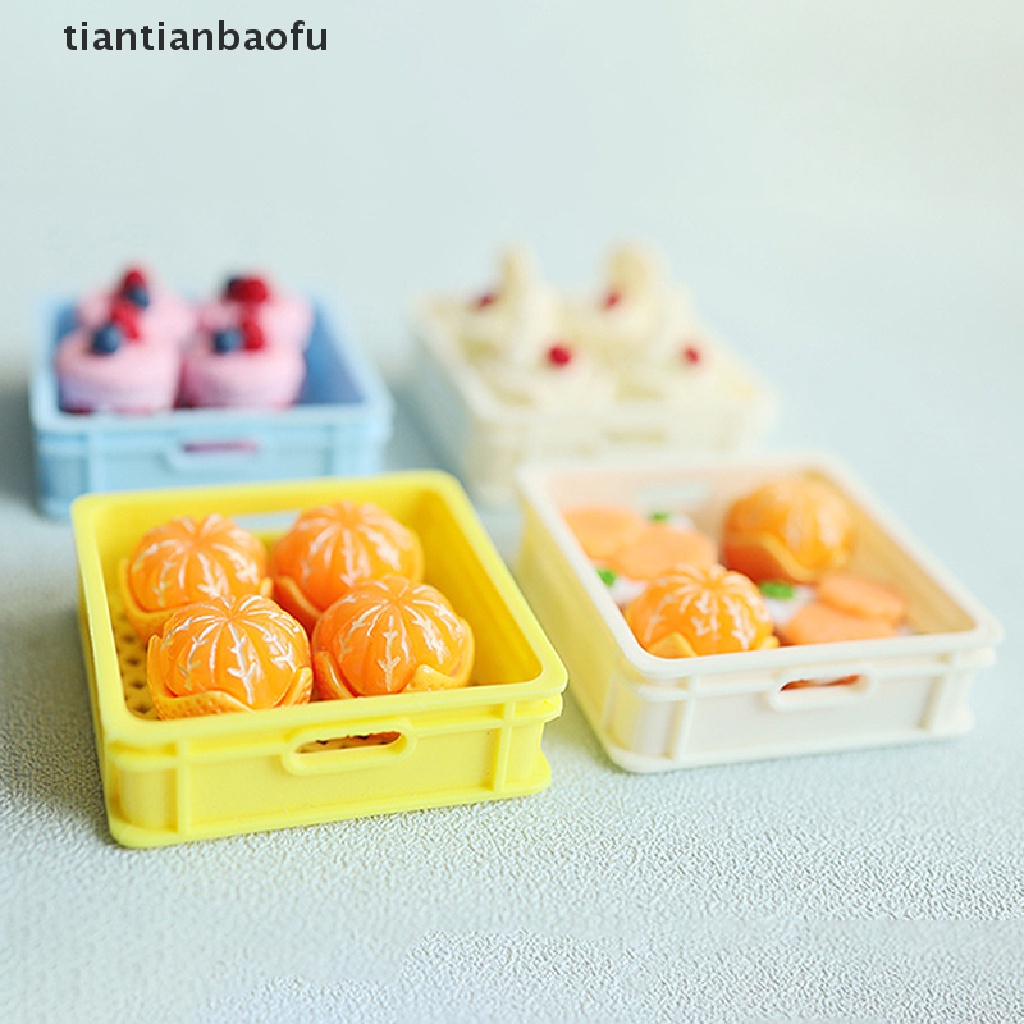 [tiantianbaofu] 1set 1per12rumah Boneka Miniatur Kue Teh Sore Dessert Makanan Cupcake Keranjang Butik