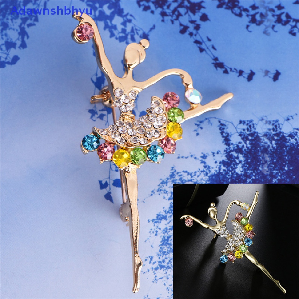 Adhyu Dancing Ballet Girl Brooch Rhinestone Brooch Pin Jewelry Women Bouquet Accessory ID