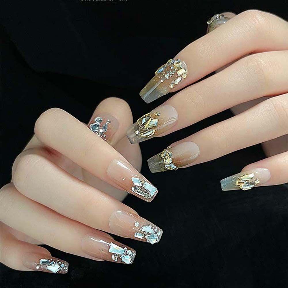 Mxbeauty Kuku Berlian Imitasi Wanita Fashion Tidak Teratur Berbentuk Bintang Manikur Aksesoris Diprofilkan Bor 3D Nail Art Drills