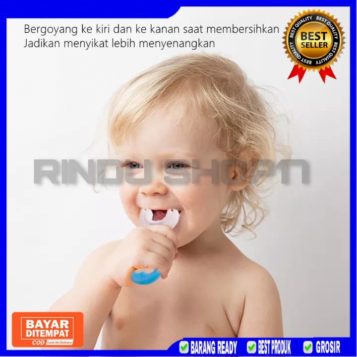 (RS)Sikat Gigi Anak Bentuk U Shape Bahan Silikon Usia 2-6 Tahun / Training Toothbrush Baby Silicone 360° / Sikat Gigi Bayi Balita Type Tooth Brush for Toddlers Bulu Halus Lembut