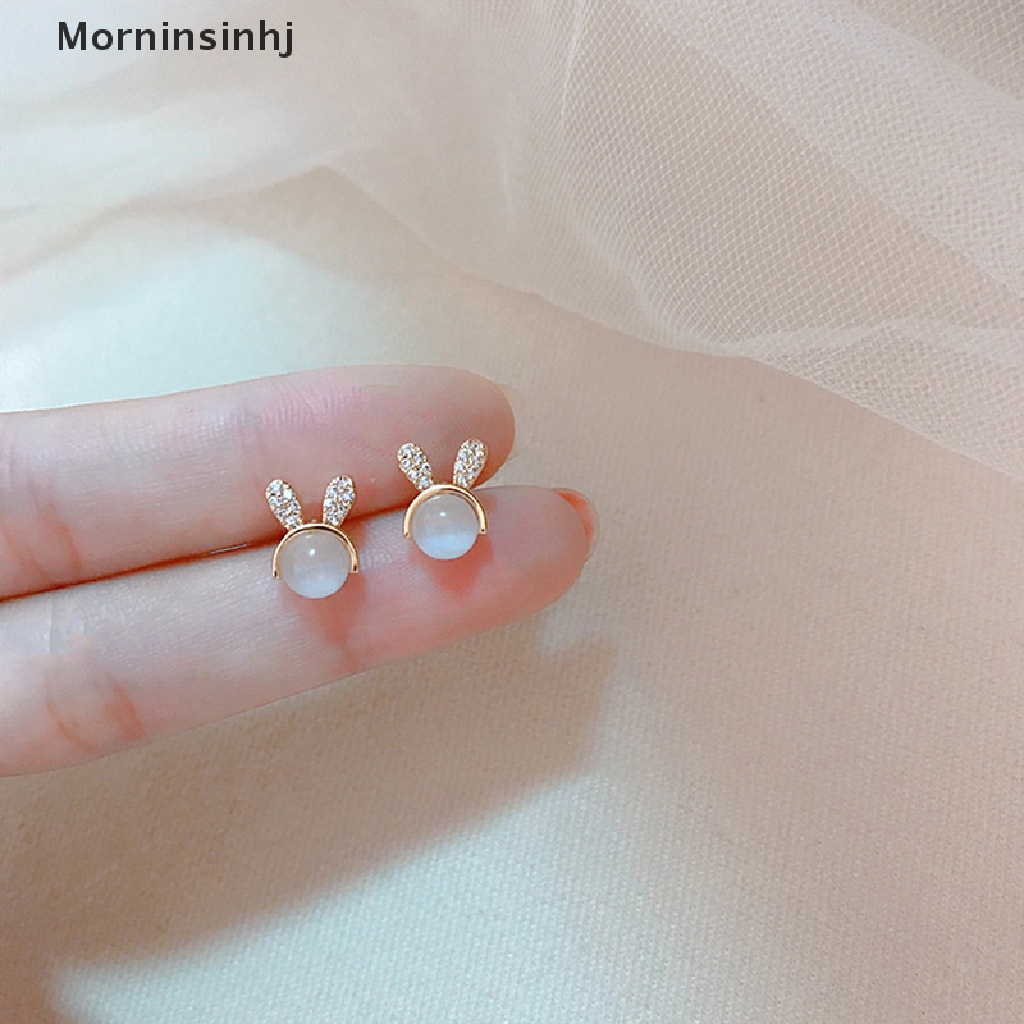 Mornin Trendi Lucu Kelinci Ramping Opal Feminia Anting Elegan Mungil Anting Gaya Anting-Anting Kreatif Eardrop Perhiasan Berkualitas Tinggi Eardrop Romantis Feminia Aksesoris id