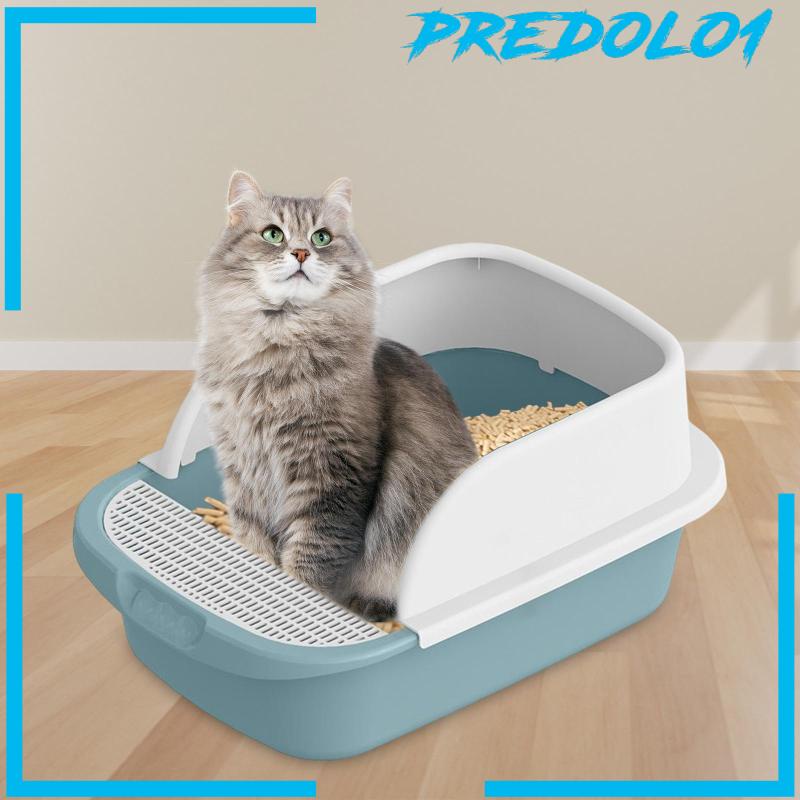 [Predolo1] Kotak Kotoran Kucing Semi Tertutup Anti Percikan Tinggi Kitty Litter Pan Bedpan