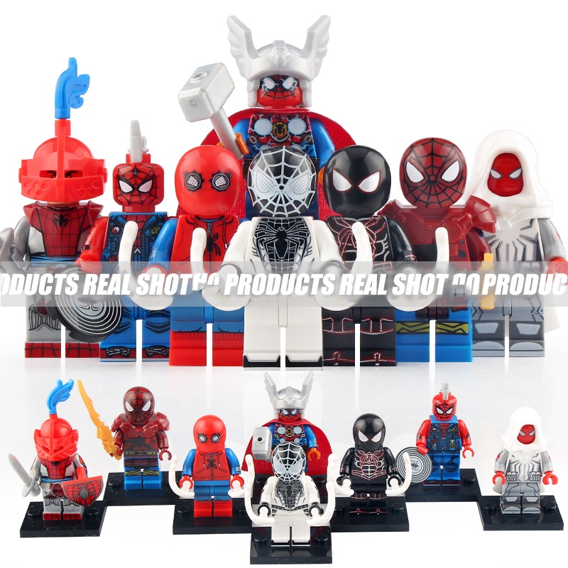 Spider-man Series Cyberpunk Spider-Man Sejajar Semesta Spider-Man Thor Spider-Man Captain America Spider-Man Boneka Mini-Boneka Rakitan Mainan Blok Bangunan