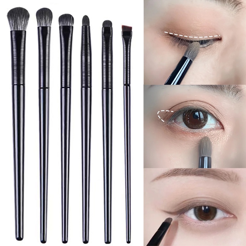 Fashion Hitam Set Kuas Makeup Eye Shadow Halus/Brush Alis Contour Eyeliner Sketsa Alis