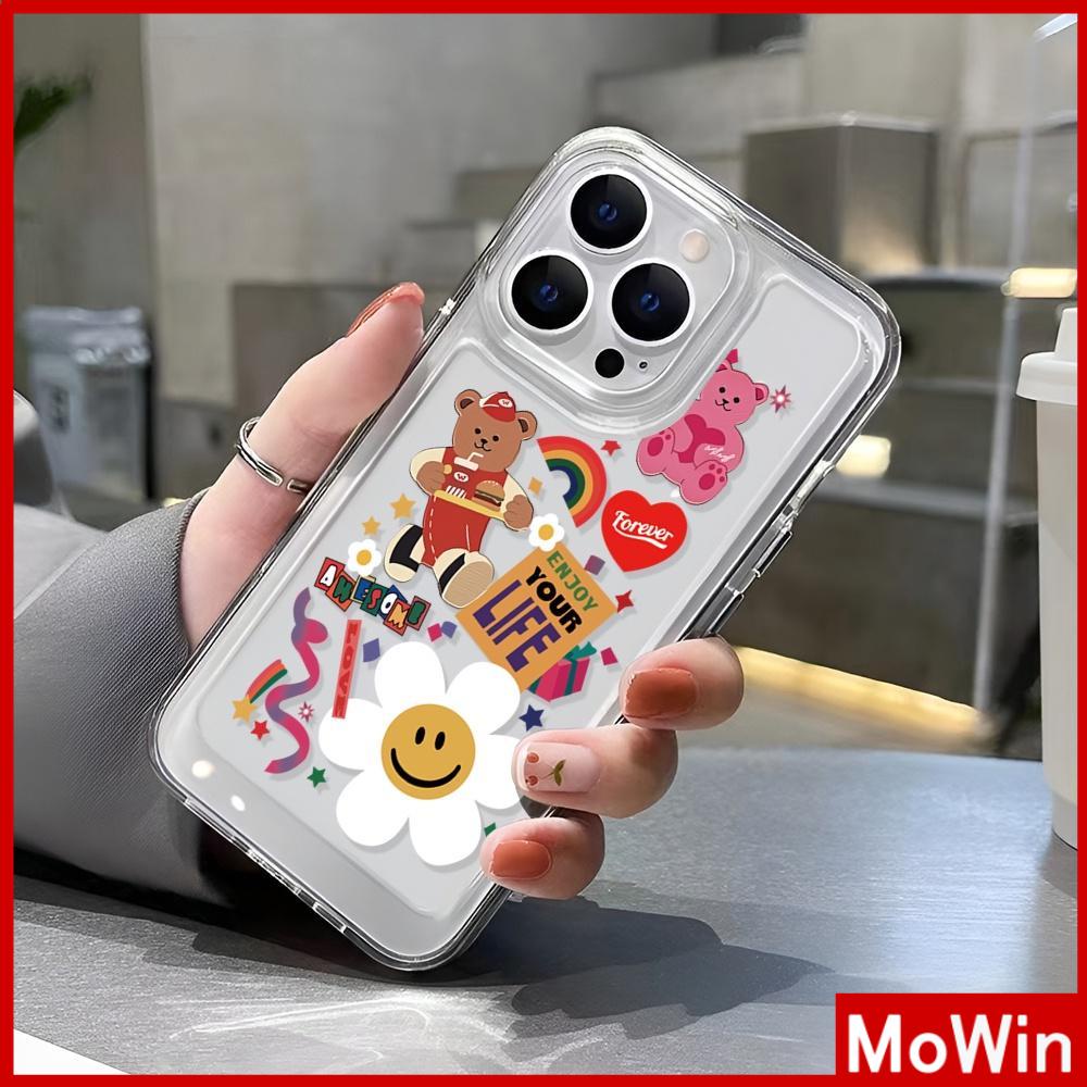 For iPhone 14 Pro Max iPhone Case Acrylic Hard Case HD Clear Case Plating Button Shockproof Cartoon Cute Bear Compatible For iPhone 13 Pro max 12 Pro Max 11 xr 7plus 6splus