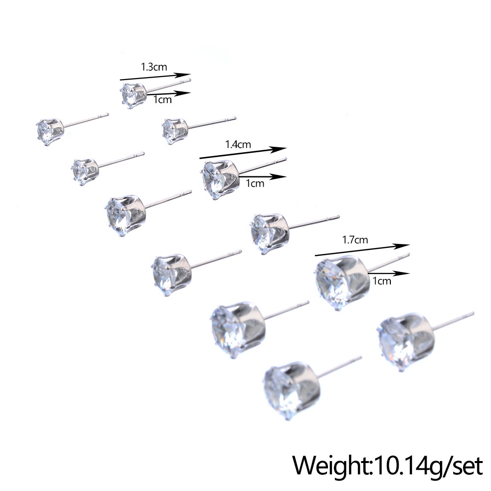 Fashion Size Zirkon Enam Cakar Zirkonium Anting 12pasang Anting Kristal 24set