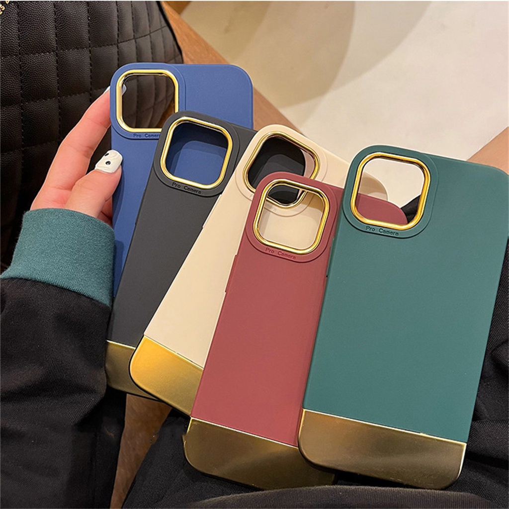 Casing splicing plating Mewah Iphone13 12 11 Pro Max Square 11case iPhone 14 Pro Max Plus Proteksi Kamera metal Casing Lembut Tahan Guncangan Tertutup Penuh