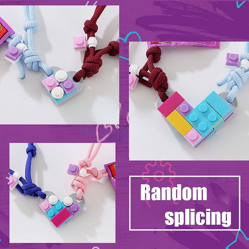 Hati Building Blocks Bracelet Legos Couple Gelang Pasangan Teman Baik Blok Bangunan Gelang