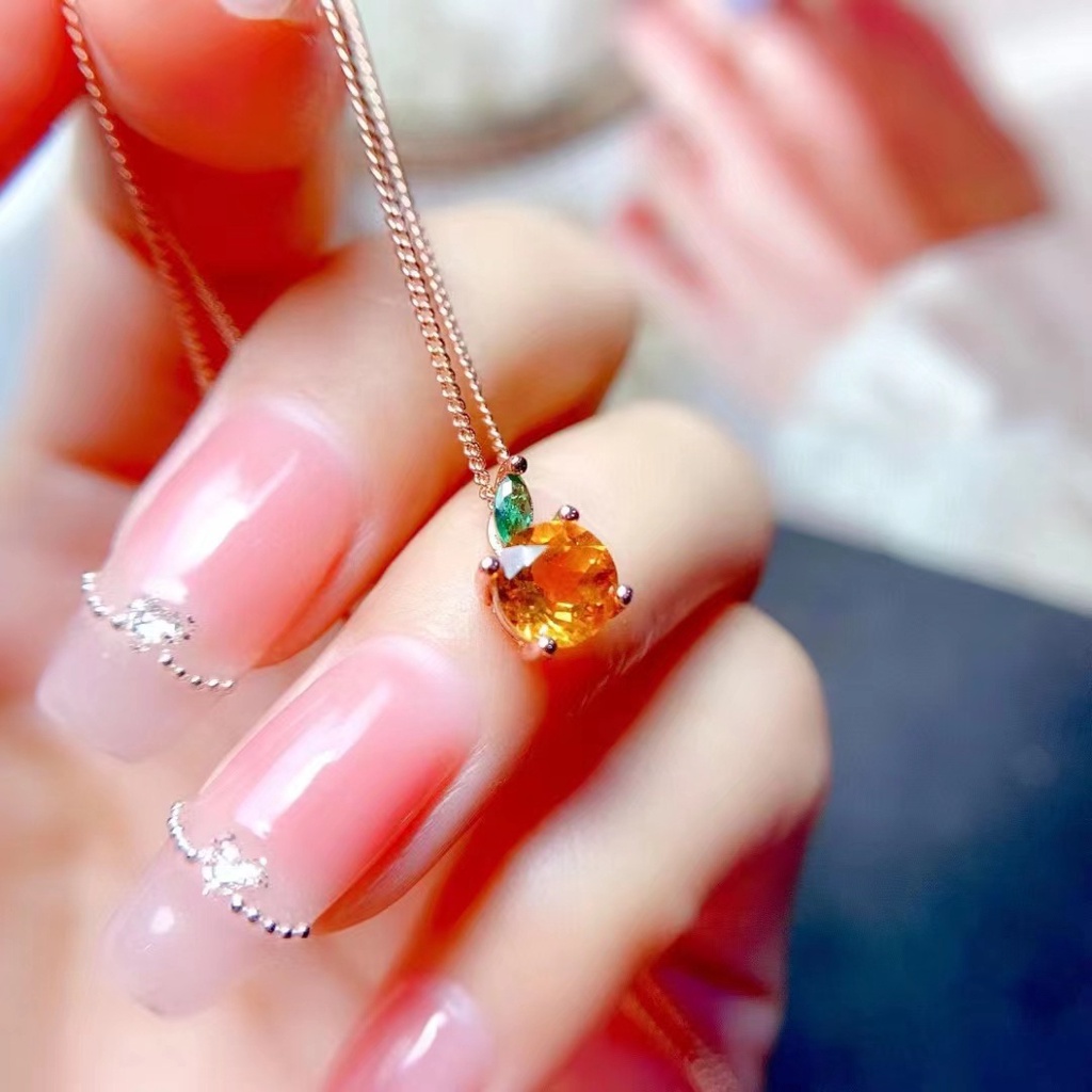 Goldkingdom Aksesoris Perhiasan Fashion Ready Stock Live Drainase Baru Apel Segar Dan Halus Setelan Cincin Berlian Kuning Mengacu Berlian Hijau Anting Warna-Warni Liontin Kalung.