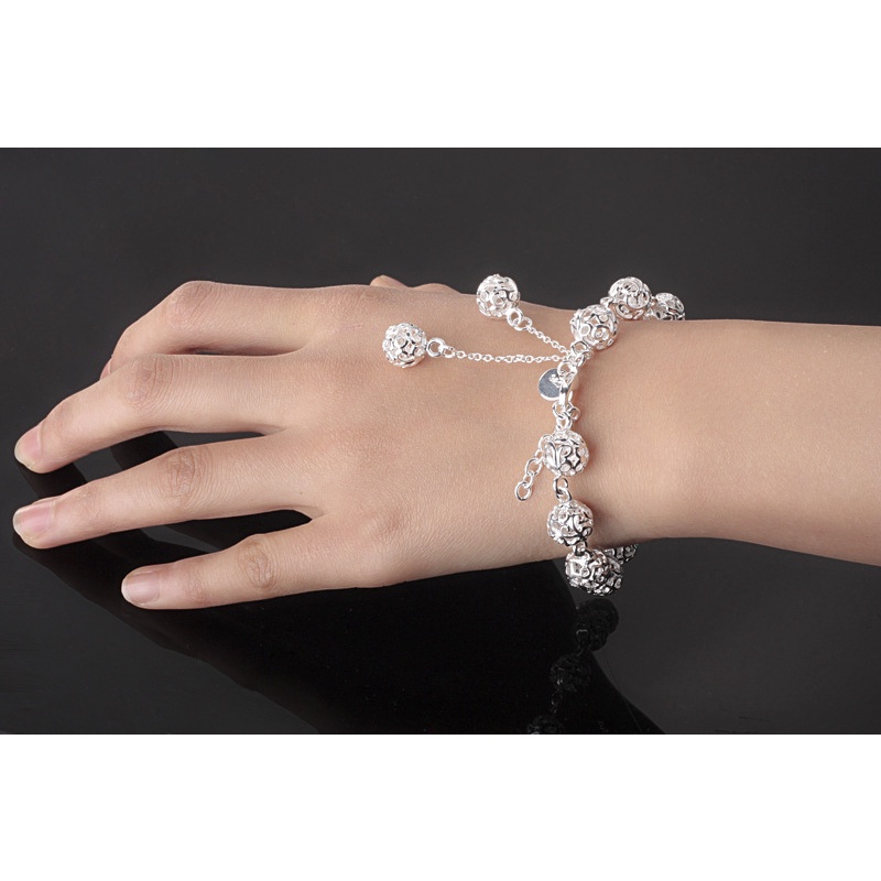 Goldkingdom Aksesoris Perhiasan Fashion Ready Stock Niche Desain Berongga Indah Bola Gelang Perhiasan Perak Perhiasan Fashion Korea.