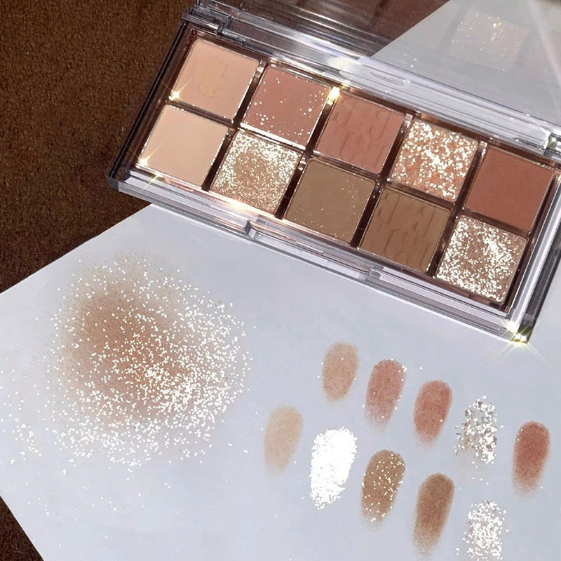 Eyeshadow Original Sepuluh Warna Eye Shadow Warna Bumi Dalam Eye Shadow Flash Powder Warna Halus Piring Eye Shadow Gadis Paritas Kosmetik dandan