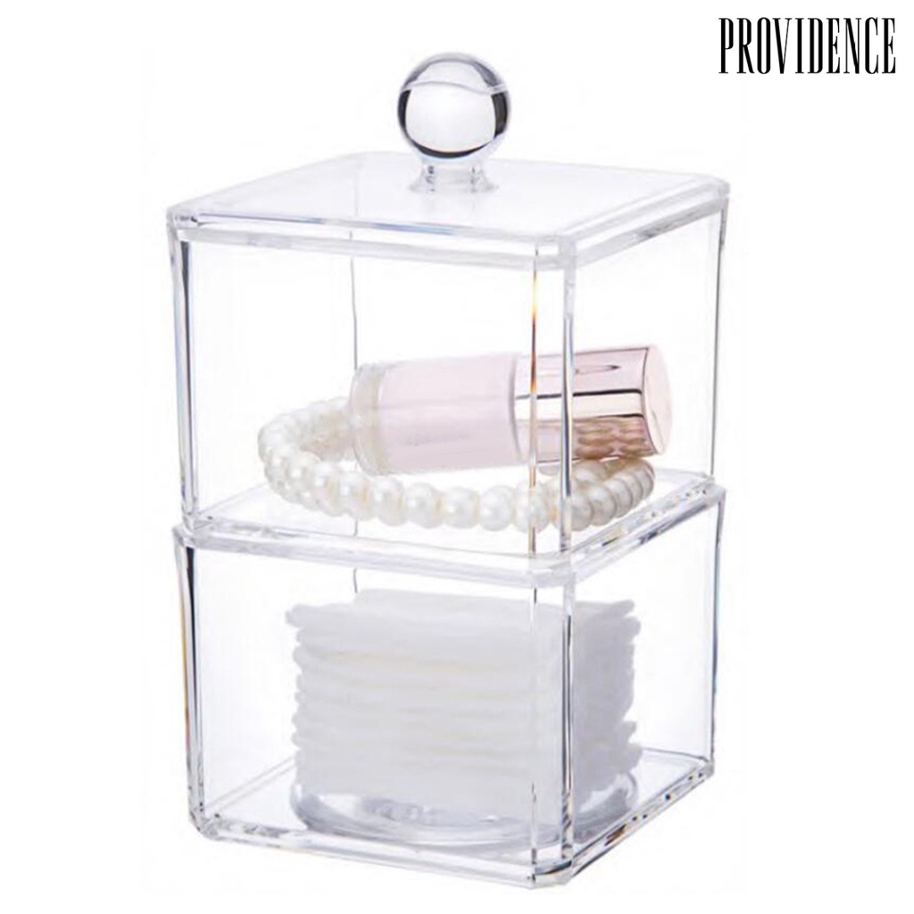 Providence 1set Makeup Kotak Kapas Transparan Terlihat Tahan Debu Mudah Di Isi Ulang Dengan Tutup Desktop Kutek Cotton Swab Organizer Perhiasan Digunakan Di Rumah