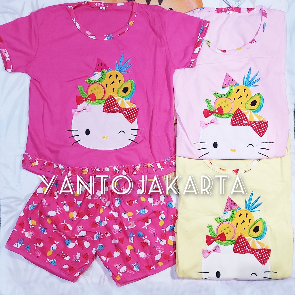 STELAN ANAK PEREMPUAN OBLONG HELLO KITTY BUAH BUAHAN 1-5 TAHUN