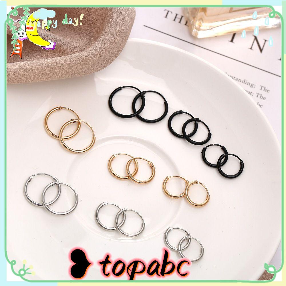 Top Cartilage Piercing Loop Punk Warna Perak Hip Hop Perhiasan Anting Hoop