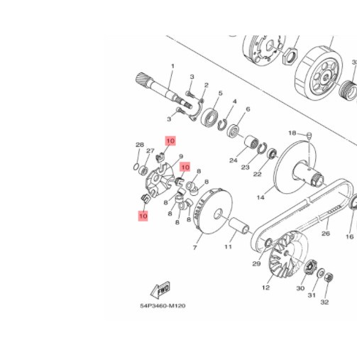 SLIDER KLIP JEPITAN CAM TUTUP ROLLER MIO J GT SOUL GT FINO FI XRIDE X RIDE 115 ORIGINAL YGP 54P-E7653-01
