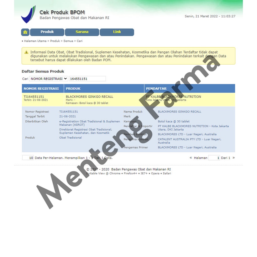 Paket Bundling Blackmores Ginkgo Recall + Multivitamin Body Shield