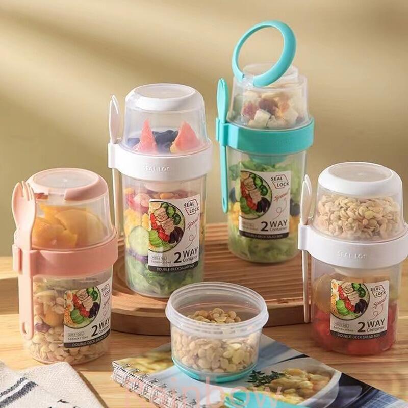 Breakfast Oatmeal Cereal Nut Yogurt Salad Cup Seal Container Set Dengan Garpu Saos Tutup Gelas Bento Tuppers Food Taper Bowl Lunch Box