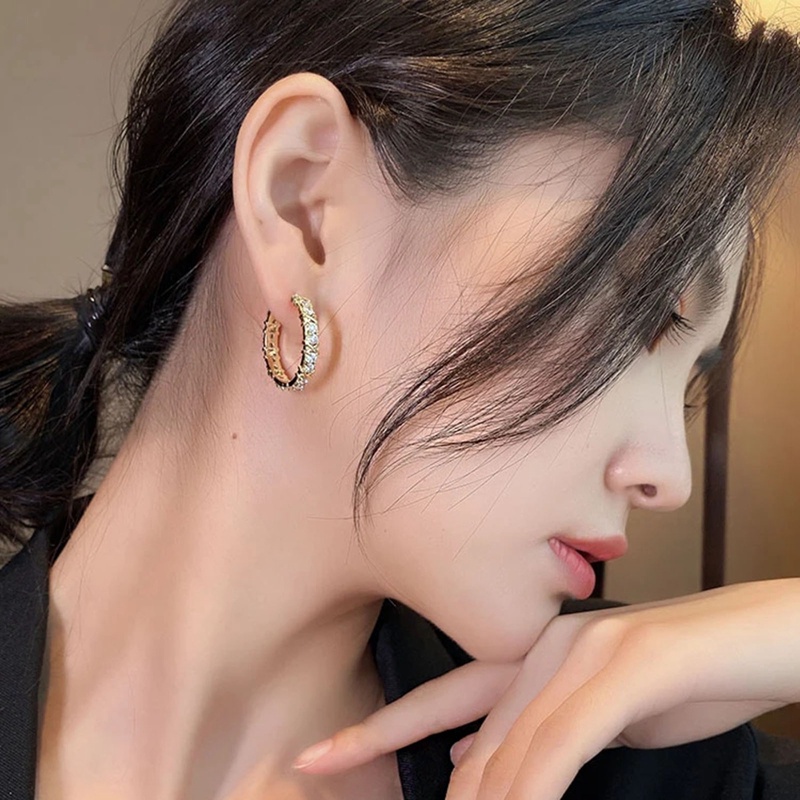Korea Fashion Sederhana Zirkon X Logam Anting Hoop Untuk Wanita Gothic Gadis Perhiasan Mewah Aksesoris Pesta Pernikahan