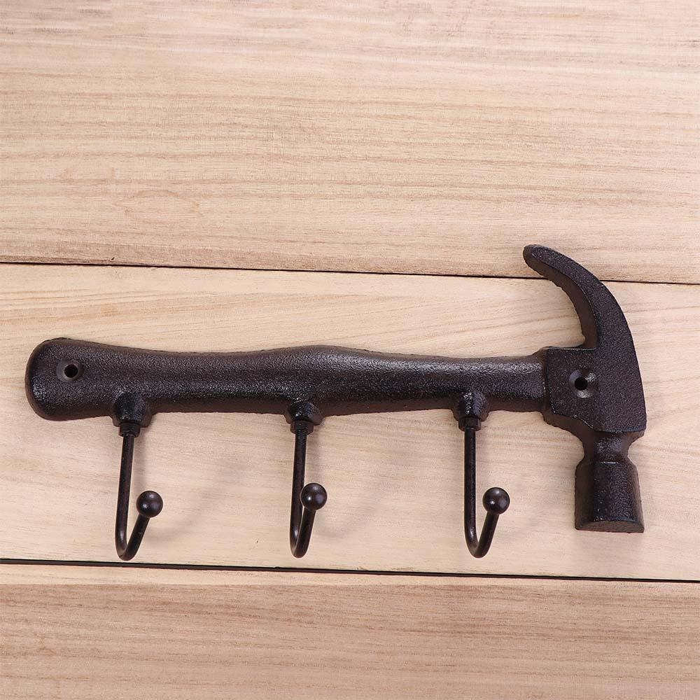 [Elegan] Hook Retro Hias Untuk Toko Bar Taman Yang Dipasang Di Dinding Berbentuk Palu 3-Hook Key Holder