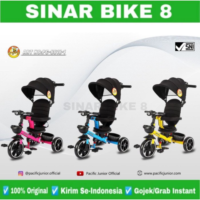 Sepeda Anak Roda Tiga PACIFIC PC 8018 1 Kursi Putar Tricycle Anak