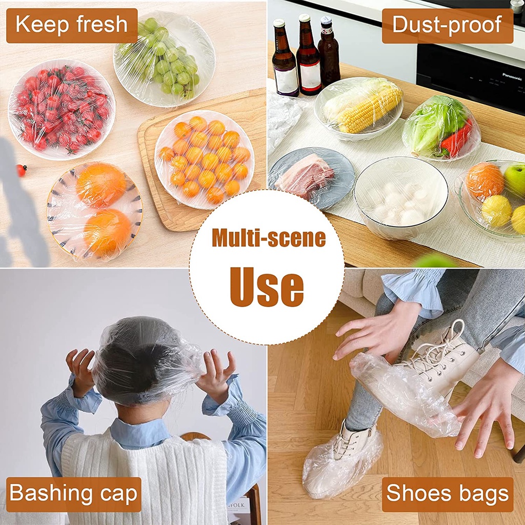 Dampproof Portable Disposable Food Film Cover Tas Penyimpanan Buah Sayur Bungkus Transparan Elastis Tutup Makanan Tahan Debu Reusable Kitchen Fridge Food Fresh Keeping Saver Bag