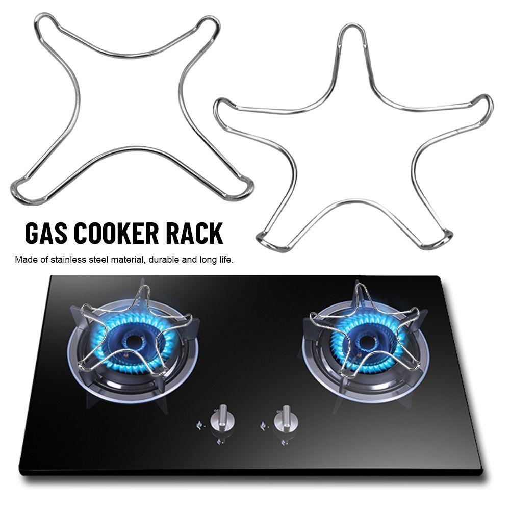 Solighter 2Pcs Stove Top Support Stainless Steel Bagian Peralatan Masak Aksesoris Dapur Tempat Panci Masak