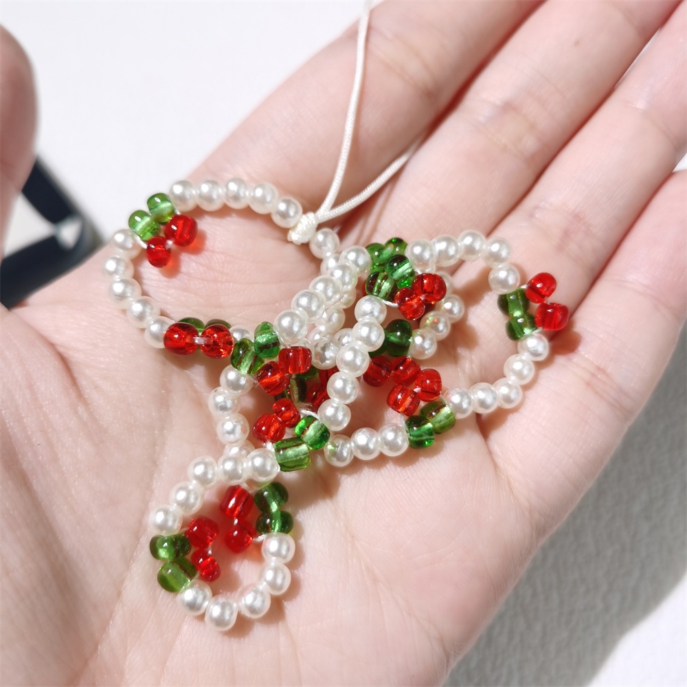 Mini Cherry Mutiara Rantai Ponsel Anti Hilang Lembut Tembikar Tali Tali Lanyard Manik Akrilik Warna-Warni Kasus Ponsel Kabel Gantung L152