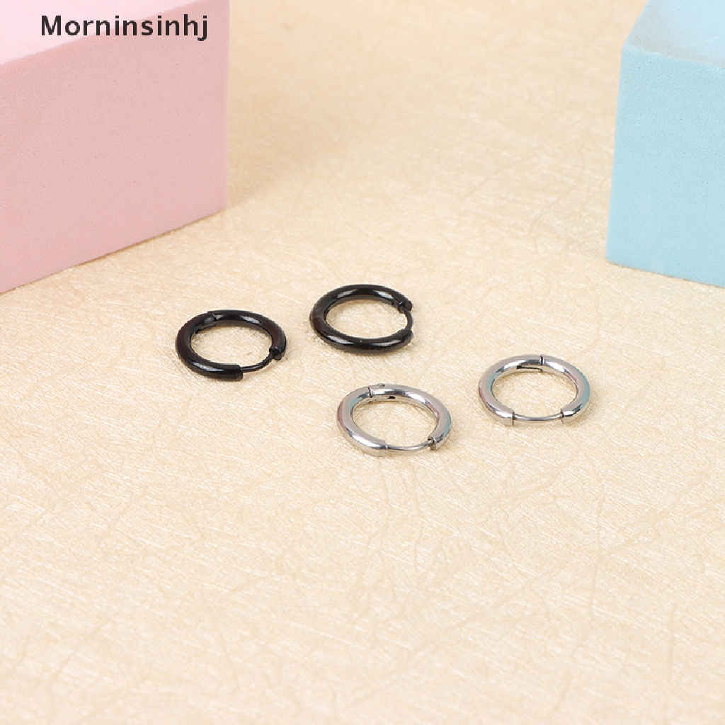 Mornin 5pcs/lot Anting Hoop Lingkaran Bahan Stainless Steel Untuk Anak Perempuan Anting Geometri Bulat id