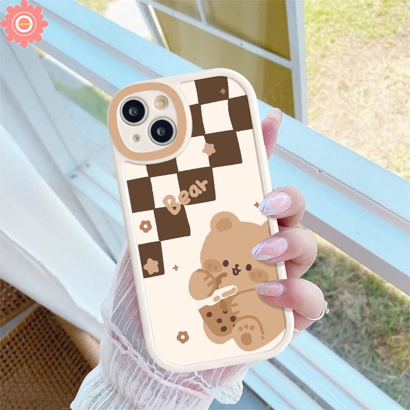 Redmi 12C 10 9T 10A 9 9A 10C 9C Redmi Note 11 10 10s 11s 10Pro 8 9 9Pro 9s 8Pro POCO X3 NFC Pro M3 Mi 12 11 Lite 11T Papan Catur Kartun Milk Tea Bear Cute Kitty Soft TPU Sarung