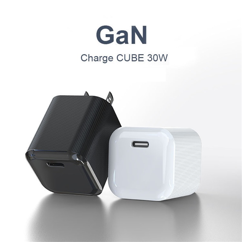 IPHONE Charger Cepat 30W GaN Cube USB C PD3.0 Compact Adapter Untuk Macbook Air Iphone13 Pro Max12Mini SAMSUNG S21+PPS QC3.0