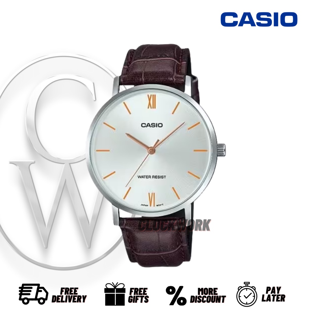 Jam Tangan Pria Casio MTP-VT01L-7B2UDF / MTP VT01L 7B2 Tali Kulit Analog General Casual Klasik Style