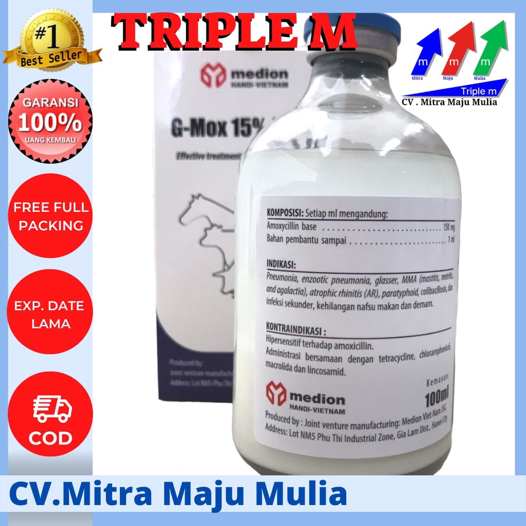 G-MOX 15% LA injek 100ml Anti biotik hewan besar
