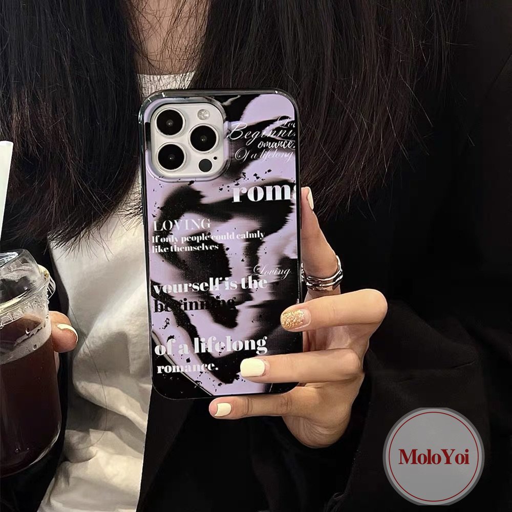 IPHONE Case Kompatibel Untuk Iphone11 7plus 14 Pro Max X XS Max7 8 Plus XR 13 12 Pro Max SE 2020 Huruf Inggris Halo Dyed Cat Air Shockproof Protection Camera Glossy Halus Soft Cover