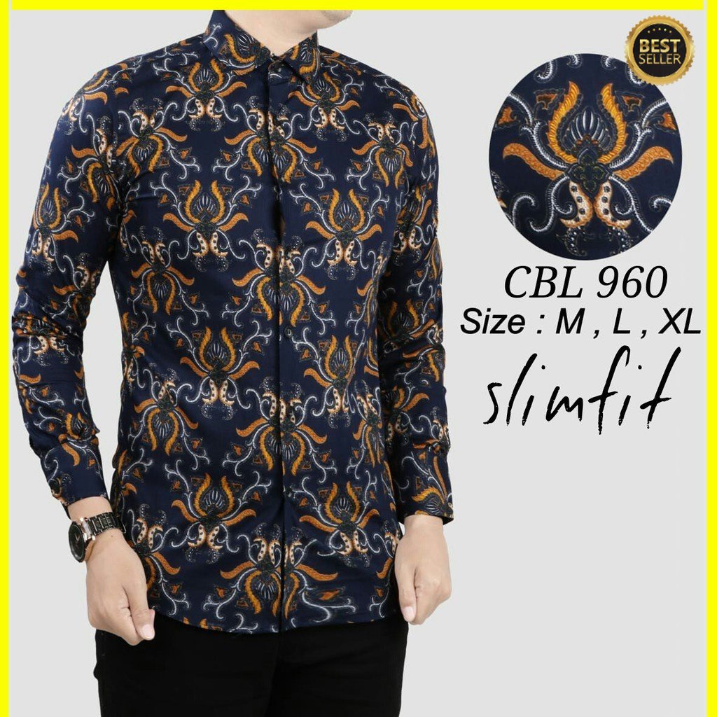 BAJU BATIK PRIA SLIM FIT MODERN ELEGAN KEMEJA BATIK PRIA SLIM FIT KATUN PREMIUM CBL960 PREMIUM KEMEJA BLD JAKARTA