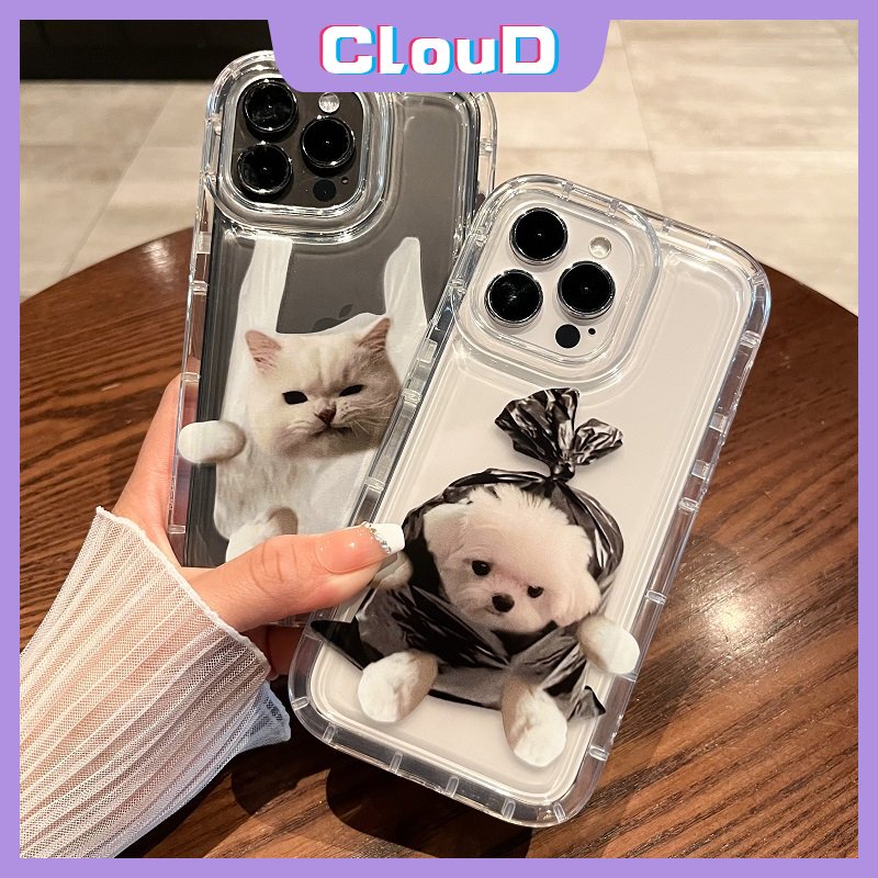 Couple Kartun Lucu Imut Kucing Anjing Case Untuk Realme C35 C15 C21Y C3 C25Y 6i 5 5s C25 5i Realme C33 C20A C1 C12 C25s C11 C20 C11 2021 C2 Transparan Shockproof Airbag Lembut TPU Cover