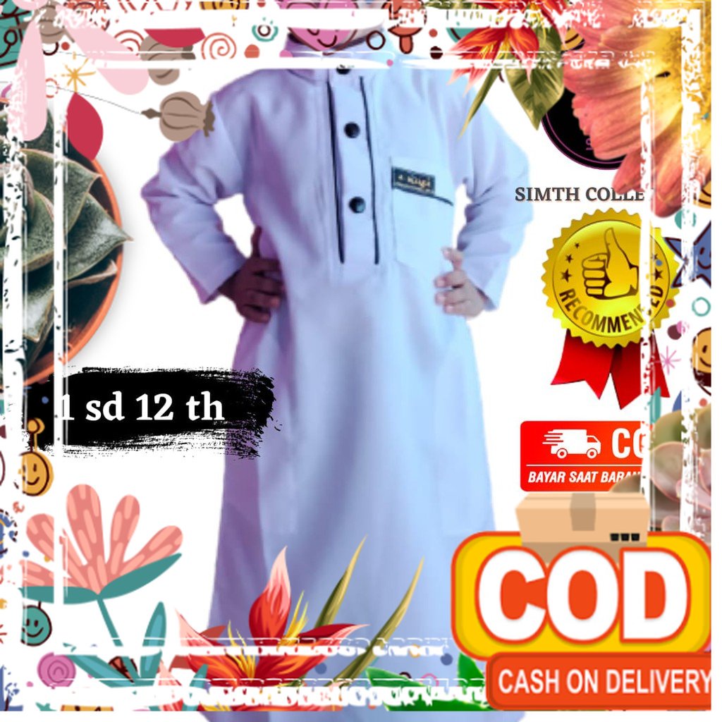 baju koko / jubah anak / gamis anak laki laki putih dan hitam / ibu mamah